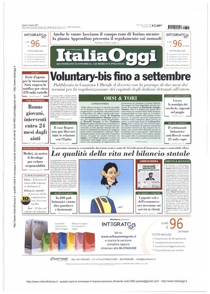 Italia oggi : quotidiano di economia finanza e politica